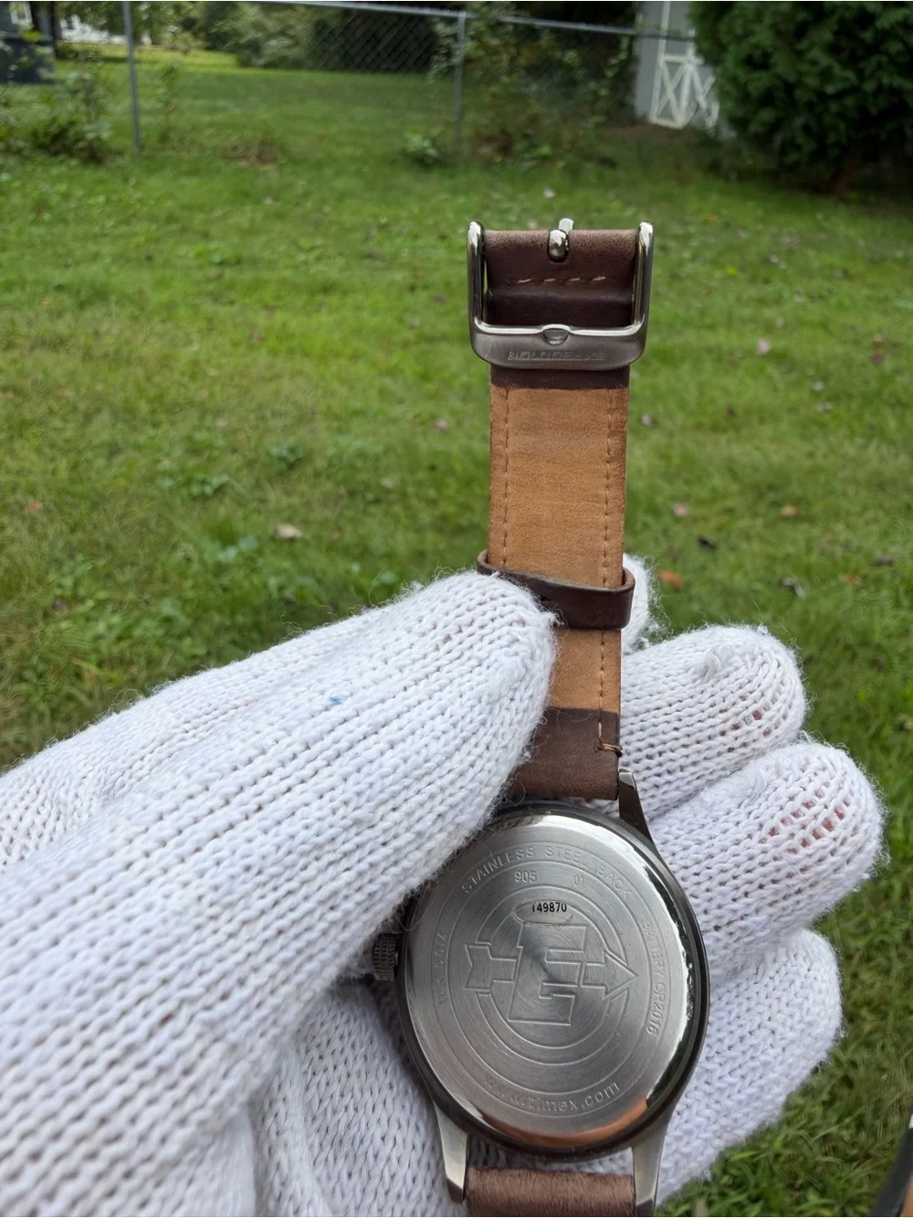 Timex Expedition Scout 905 Watch 149870 CR2016 Battery Cream Dial Brown Leather